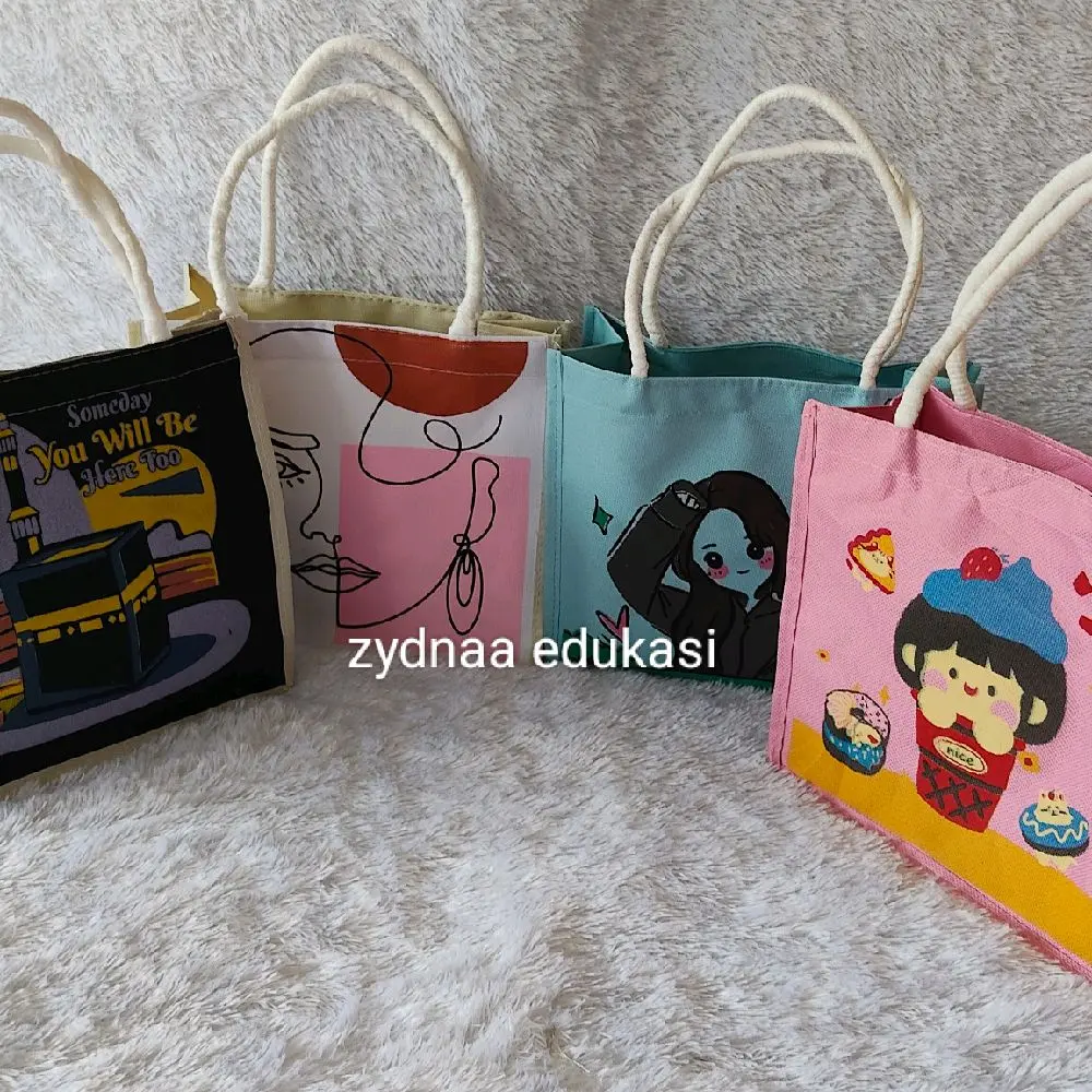 Totebag Viral Tas sumbu Series Oleh-oleh Haji/Lebaran Idul Fitri/ Tas Tenteng Daily