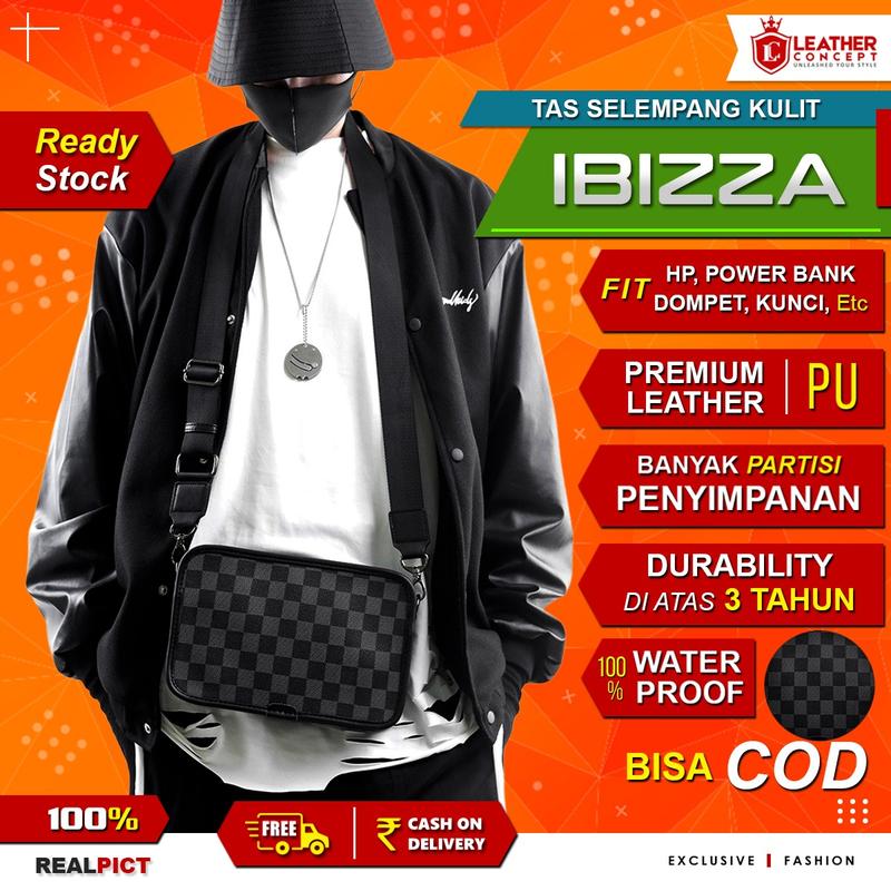 Leather Concept IBIZZA Tas Selempang Pria Kulit Tas Kulit Cpwok Tas Pria Tas Jalan hitam cowok 2