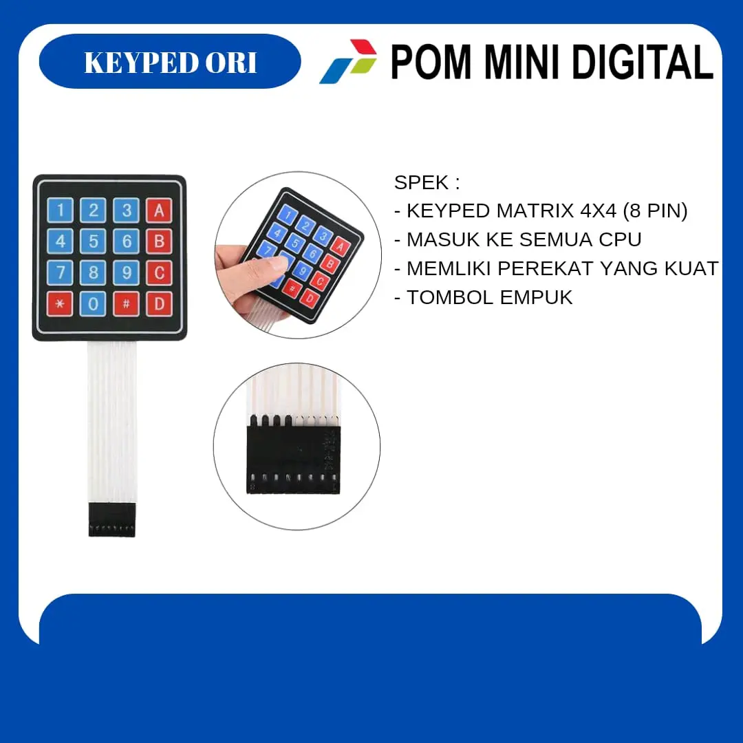 Keyped Matrix 4x4 Membran Tombol untuk Mesin Pom Mini Digital Kabel