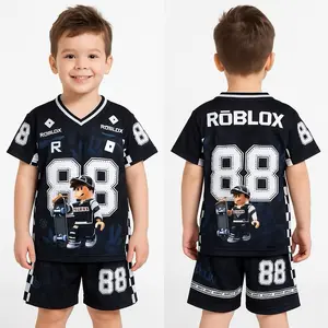ROBLOX BAJU ANAK LAKI-LAKI SETELAN JERSEY DAN CELANA PENDEK MOTIF ROBLOX HITAM NOMOR 88 buat anak 2-9 tahun