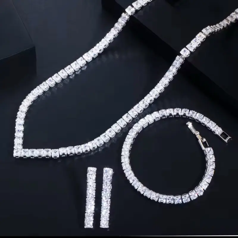 Aksesoris Set Kalung Anting Gelang V Aurel Diamondlooks Mewah Elegan Pesta untuk Tampilan Mewah dan Elegan