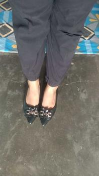 Product Review of Declare&Dee Heels Blok Wanita Pitaloka Square Toe High 3 CM Black Karet Belakang Best Seller Shoes flat  shoes from G**🌼 0