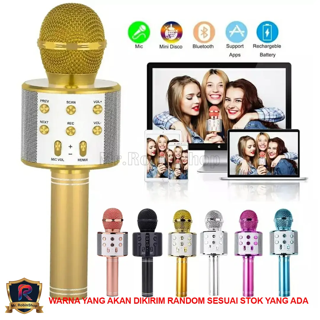 Mic Bluetooth WS-858 / Smule Wireless Karaoke Portable / microphone wireless bluetooth