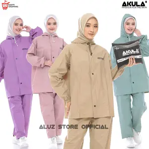 AKULA Jas Hujan Pria Wanita Setelan Baju Celana Kain PVC Tebal Elastis Anti Air