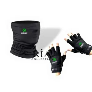 2 In 1 Paket Hemat Sarung Tangan Setengah Jari Prepet Ojol ( Gojek)+Baff Masker Hitam Pria Wanita Gloves