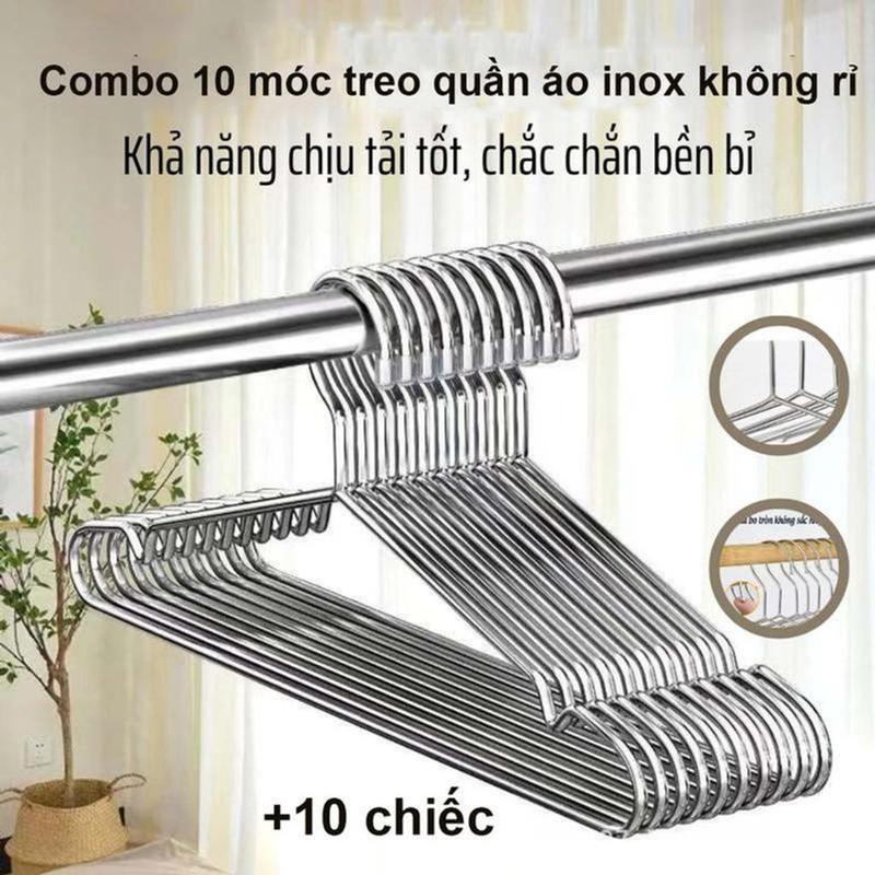 Combo 10 Móc Treo Quần Áo Inox - Móc Phơi Đồ Lót Chống Trượt Nhăn Chịu Lực Lớn Siêu Bền Bỉ móc  phơi  đồ  em  bé
