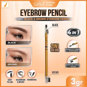 SALSA Eyebrow Pencil - 4in1 Black & Brown Pensil Alis Tahan Lama Serut Rautan