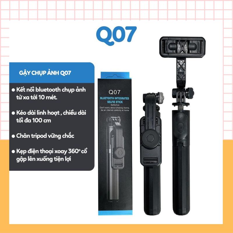 Gậy chụp ảnh 3 chân có đèn led trợ sáng Q07s selfie chụp hình bluetooth điều…