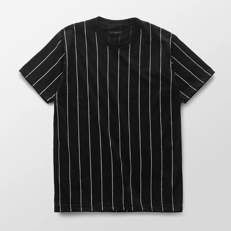 Wildtime&Co - T-Shirt Striped Black Pria Kaos Garis Katun Baju Distro Hitam 0