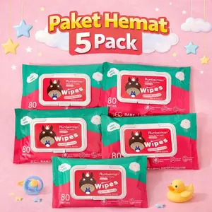 KEMASAN BARU TANPA PENUTUP Tisu Basah 5 PCS Isi Banyak Lebih Murah Lembut Tebal Nyaman di Kulit Higienis untuk Anak dan Dewasa No parfum non alkohol