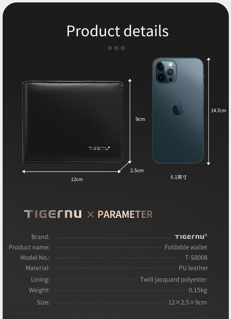 Product Introduction of Tigernu Men's Wallet PU Leather Purse Fashion Men Short Wallet Business Coin Pocket Credit Card Holder Male Small Money Bags With Gift Box Member Price T-S8008 19