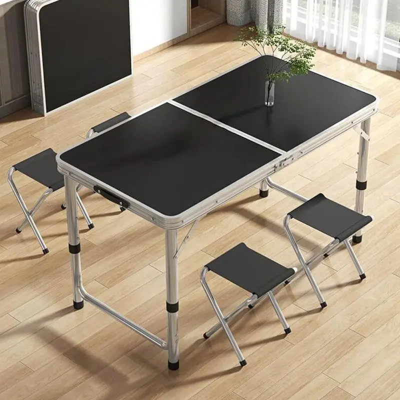 Meja Lipat Koper HPL Alumunium Meja Portable Model Kaki Bulat Dimensi 120CM x 60CM