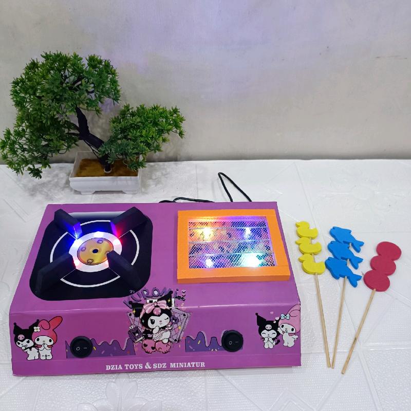 KOMPOR MAINAN 2 TUNGKU +BAKARAN BISA NYALA PAKE LAMPU LED# DORAEMON 3