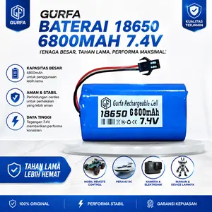 Li-ion Battery 2cell 18650 7.4Volt 6800mAH Soket SM2.54 2Pin Baterai Charger Mobil Remote Control, Speaker Bluetooth, dll Batre Tahan Lama Berkualitas Bergaransii