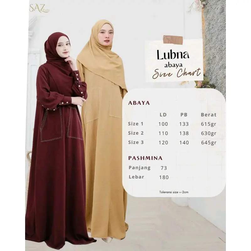 READY STOCK!! LUBNA ABAYA by saz daily | Abaya daily cantik murah Muslim Airflow 3