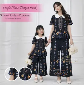 Goemio | Set Couple Belva Setelan Matsilk Atasan Lengan Pendek Dan Celana Panjang Wanita Casual Simple Motif
