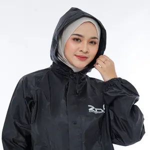Setelan Jas Hujan PVC Karet Premium Unisex Pria dan Wanita Termurah Berkualitas by ZDK Raincoat Waterproof Foldable Beige