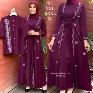 Couple Abaya Kemeja Raya Series - Naira Couple Size LD 110-140 cm - Bahan Marina Silk Adem Lembut - Desain Eksklusif untuk Pasangan - Cocok untuk Lebaran & Acara Pesta