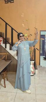 Product Review of Na Fashion- NAMIRA Dress Gamis Malaysia Kombinasi Brukat Bahan Crinkle Premium mix brokat sapto minimalis cantik mewah elegant from f**y f**n 1