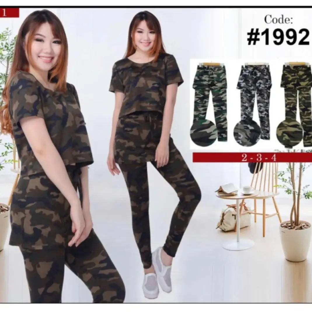 Legging Rok Senam Army 1992 Panjang / Rok Senam Loreng / Legging Senam wanita Celana Sport Outdoor