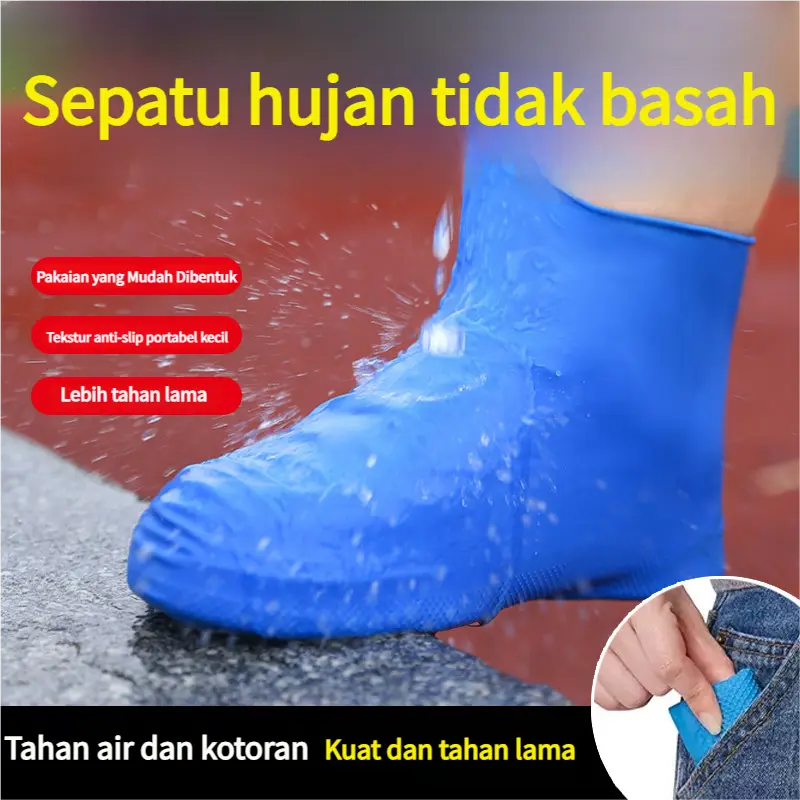 【COD】Sarung Sepatu Hujan Anti Slip Tahan Air - Lateks Tebal untuk Dewasa & Anak (Tahan Lama, Anti Basah) Latex（ready stok）