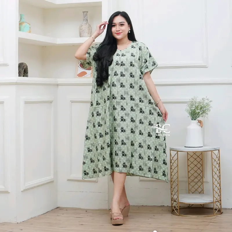 BATIKCERIA - Daster Jumbo  Busui Resleting Depan Baju Tidur Rayon Adem Nyaman Bumil 0
