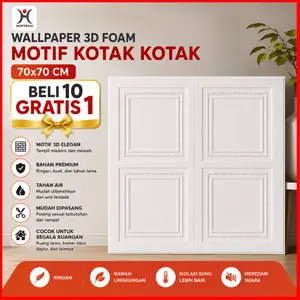 (BELI 10 GRATIS 1) Wallpaper Dinding 3D Motif kotak-kotak 70x70cm 3d Timbil Self Adhesive  kotak