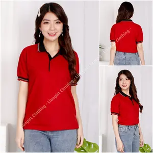 Kaos polo Unisex Maroon Kerah Hitam / Kaos Kerah / Baju Poloshirt Bordir Sablon Cowok Cewek Seragam