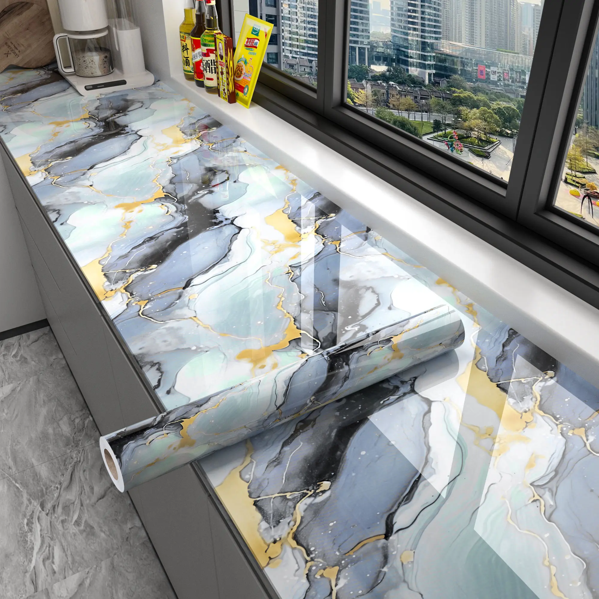 Sticker Wallpaper Dapur ANTI API, ANTI PANAS ANTI AIR, ANTI MINYAK Bahan Aluminium Foil