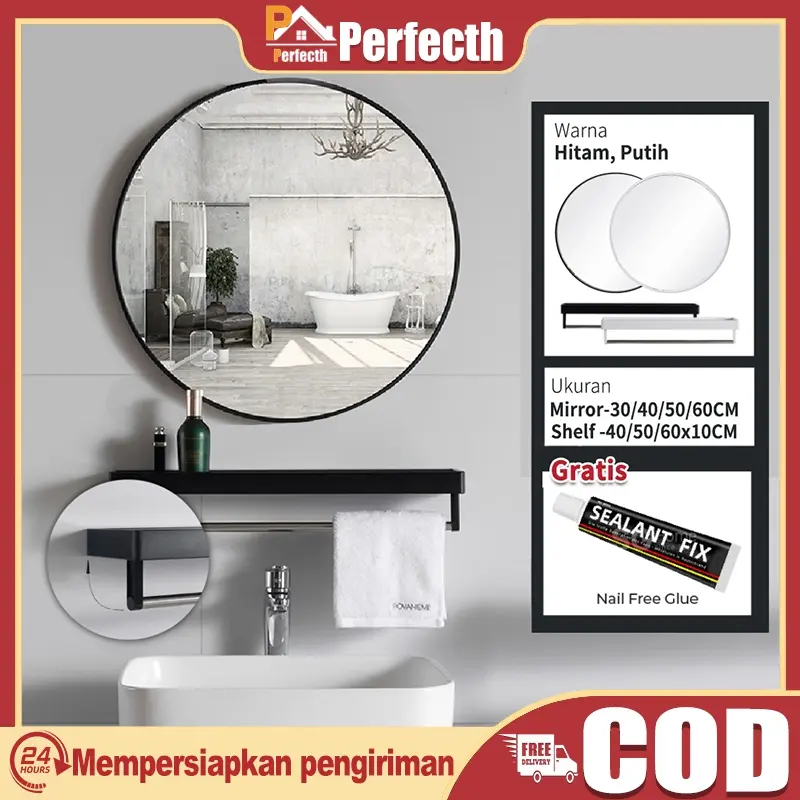 Cermin Kamar Mandi Cermin Gantung Cermin Aesthetic Dinding 60cm Bathroom Mirro Cermin Aesthetic Minimalis Cermin Wc