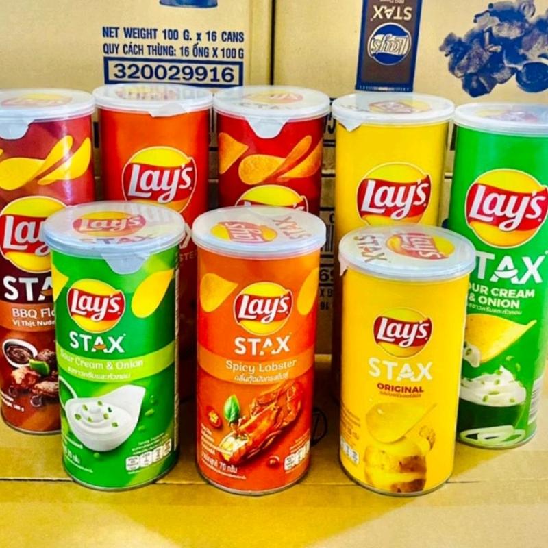 Lay's Stax Snack Khoai Tây Đủ Vị Lon 65gr 100gr & 150gr