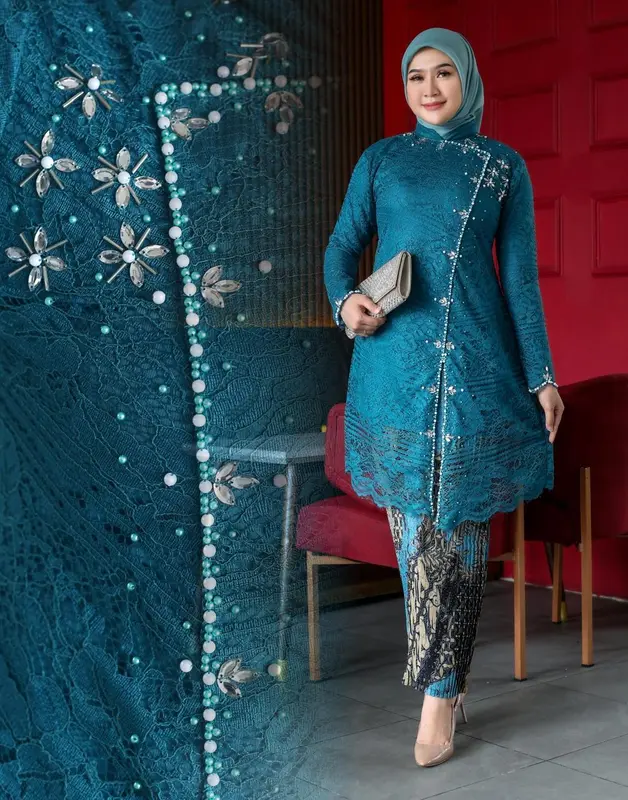 ZONA - SET KEBAYA TUNIK BROKAT PAYET JANGGAN BAJU SERAGAM KONDANGAN PESTA PERNIKAHAN KEBAYA MODERN ELEGAN MEWAH 2024 1