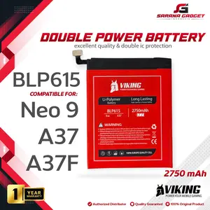 VIKING Baterai Double Power Original Compatible for Opp Neo 9 A37 A37F BLP615 BLP 615 Batre Batrai Battery Ori Dual