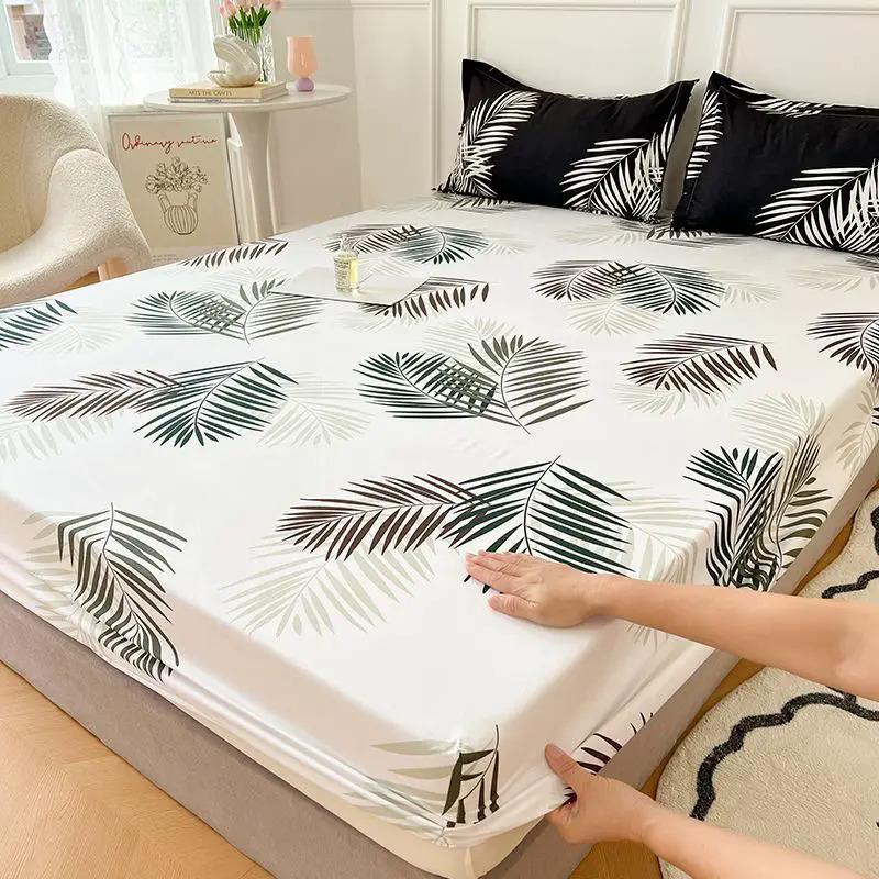 Brushed Fitted Sheet Elastic Band Home Strap Bedding High-End Luxury Mattress Cover Bedsheet No Pillowcase Simple Multi Size Bed 3