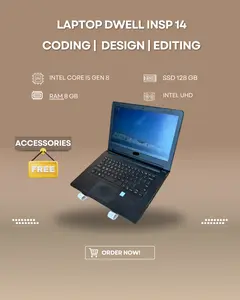 LAPTOP DWELL INSP1R0N 14 INTEL CORE I5 GEN8 RAM 8GB SSD 128GB SEDIKIT WHITESPOT