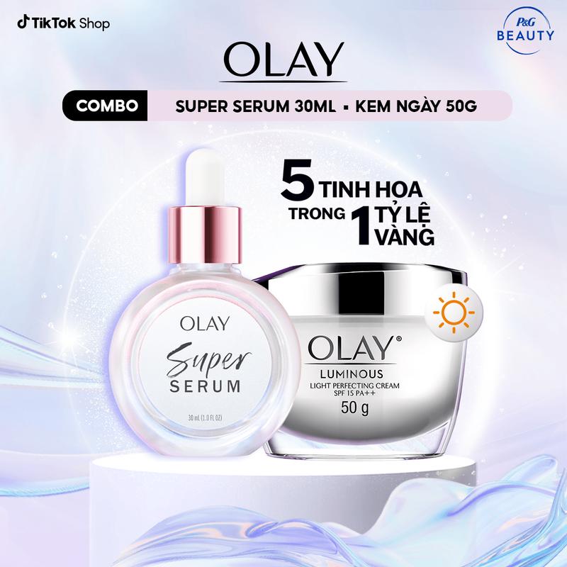 Mới Ra Mắt Combo 2: Super Serum 5IN1 + Kem Dưỡng Ẩm Ban Ngày OLAY LUMINOUS 50G + 30ML