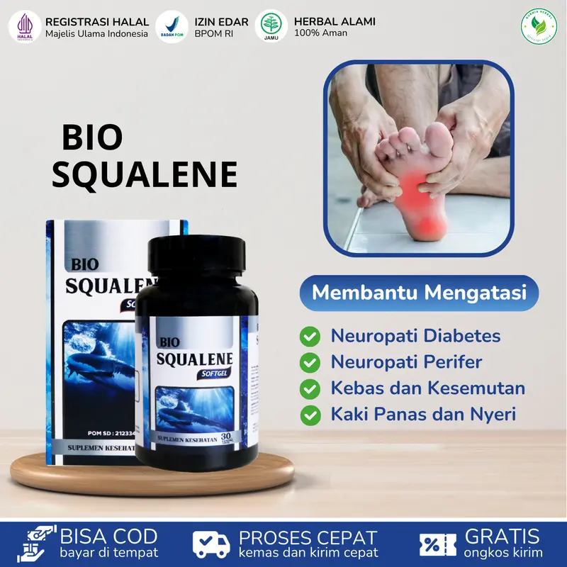 BIO SQUALENE Obat Neuropati Diabetes, Neuropati Perifer, Kerusakan Gangguan Saraf, Kaki Terasa Panas, Sakit Saat Berjalan, Kebas dan Kesemutan 0