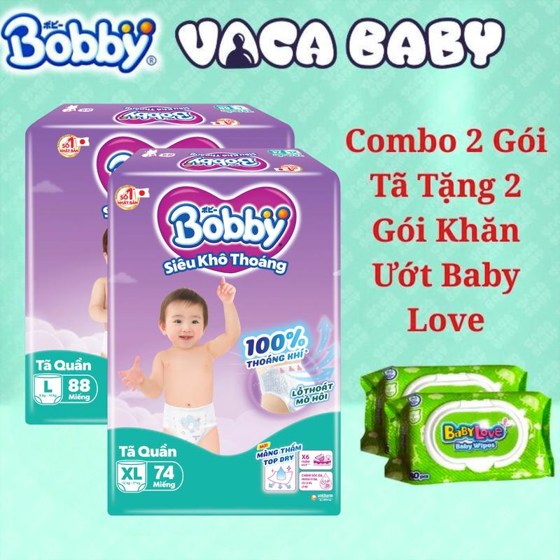   TẶNG QUÀ  Combo 2 gói tã bỉm QUẦN Bobby Ultra + đủ size M96  L88  XL74  XXL68 miếng 