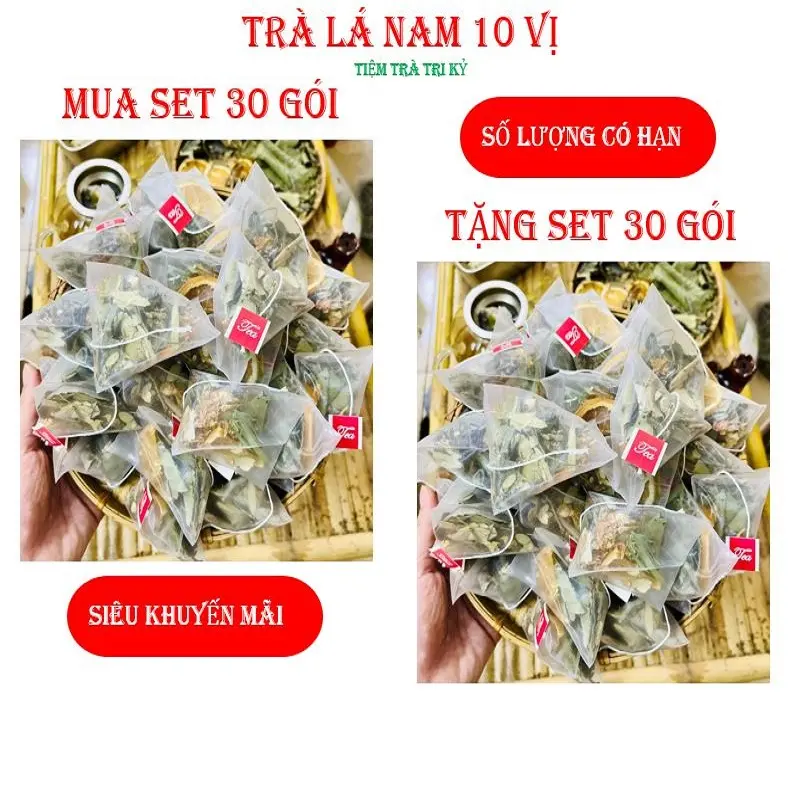 [Mua 1 tặng 1] Trà Lá Nam 10 vị- Mua 1 set 30 gói tặng 1 set 30 gói- thành phần: Lá sen,xạ đen, lạc tiên, giảo cổ lam, hoa nhài, cỏ ngọt...Tiệm Trà Tri Kỷ-Nước Trà Chè Tea Chua