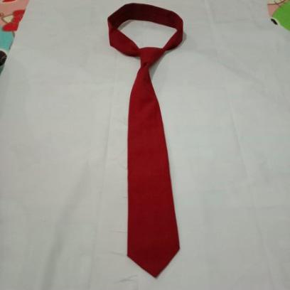 Dasi Merah Polos Instan Satin Kantor Simpul Panjang Pria Wanita 4