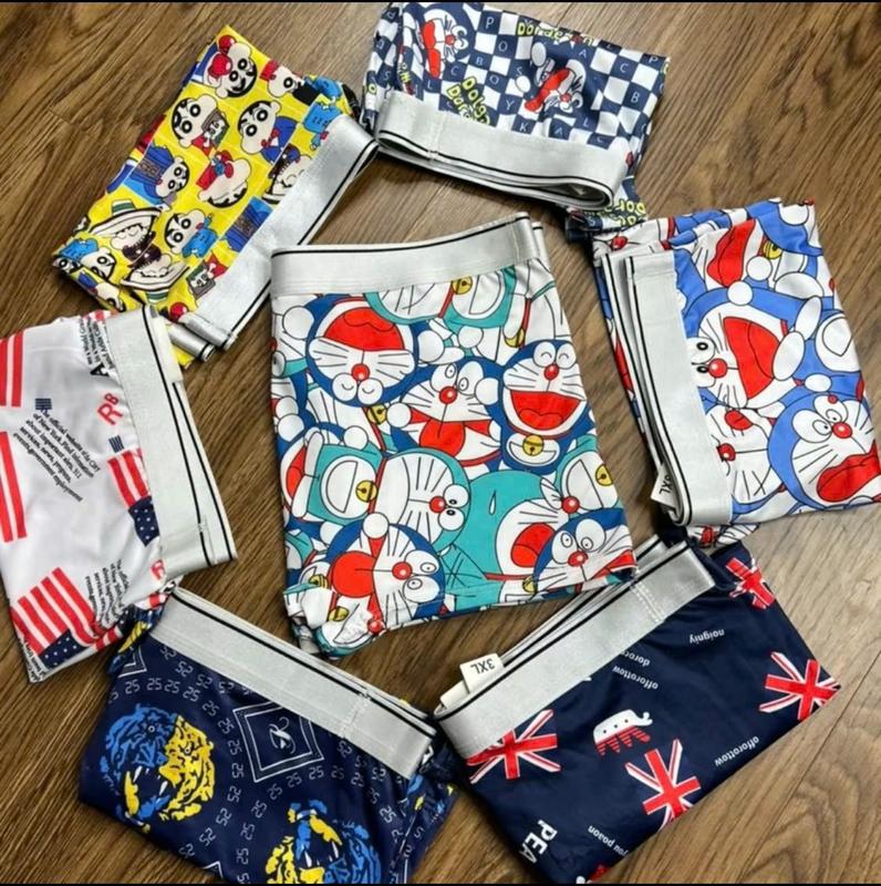 Combo 5 chiếc quần lót nam In Hình Họa Tiết Doremon, Shin [ Hàng loại 1 ] chất thun lạnh, quần sịp xì đùi nam co dãn thoáng mát kháng khuẩn Boxer Quần Boxer Menswear trunks dễ thương đồ lót