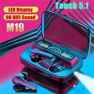 [COD] M19 TWS Bluetooth V5.3 Wireless Earphone LED Display 9D Hifi Sound IPX7 Waterproof Gaming In-ear Headset Headphone