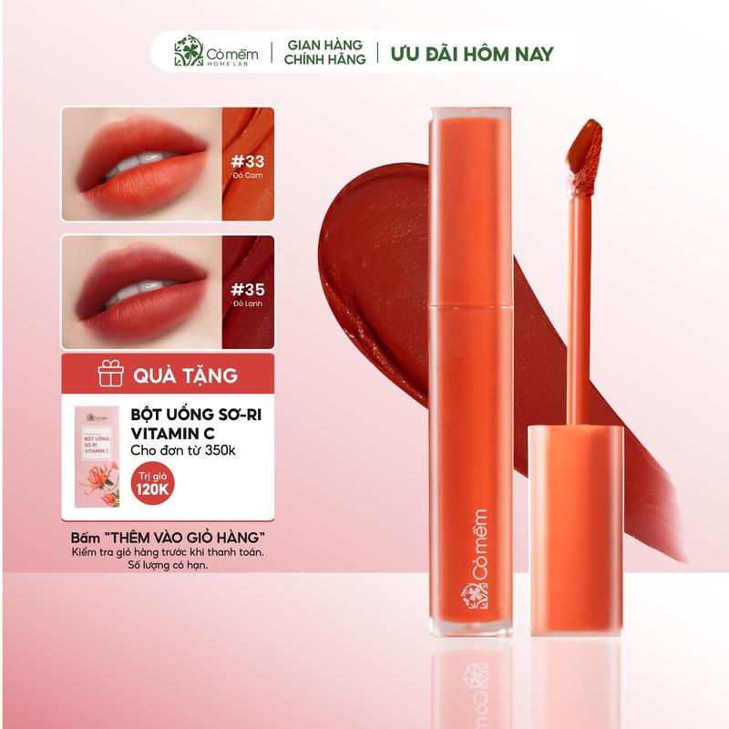 [Phiên Bản Mới] Son Kem Nhung Lì Mượt Không Silicone Cỏ Mềm Bền Màu An Toàn Từ Thiên Nhiên 5g