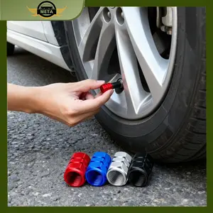 [Meta] Penutup Roda Aluminium Alloy Bentuk Hexagonal, Set 4 Buah, Warna Merah Cocok untuk Mobil dan Sepeda Motor Tahan Karat Kualitas Premium - Mobil, Sepeda Motor Motorcycle Ban