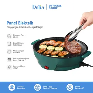 Panci Elekteik Multifungsi Panggangan/BBQ Grill Pan Bulat Elektrik/Grill Alat Panggang Anti Lengket