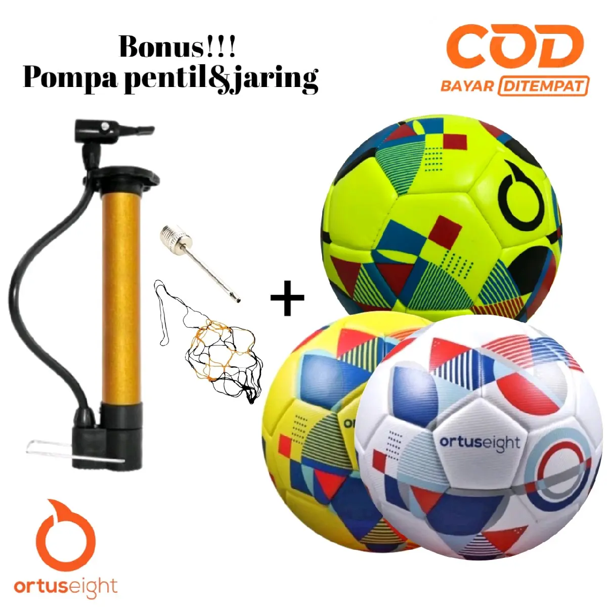 BOLA FUTSAL ORTUSEIGHT SIZE 4 FUTSAL/GRATIS POMPA PENTIL&JARING