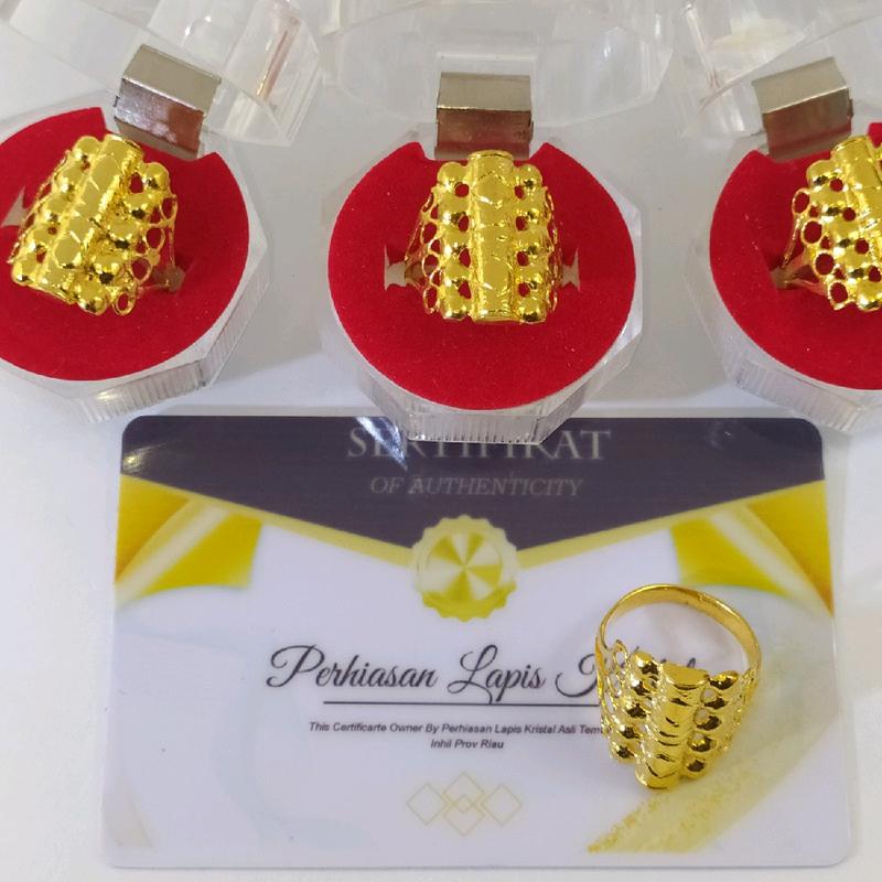 Cincin Motif Anggur Bambu Tengah Lapis Kristal 24 Karat - Emas, Perhiasan - Rings 2
