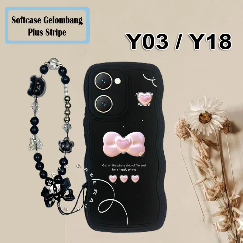 Case Gelombang + Stripe viv* Y03T Y03 / Y18 -pelindung handphone viv* Y03 / Y18-[GM05] 3