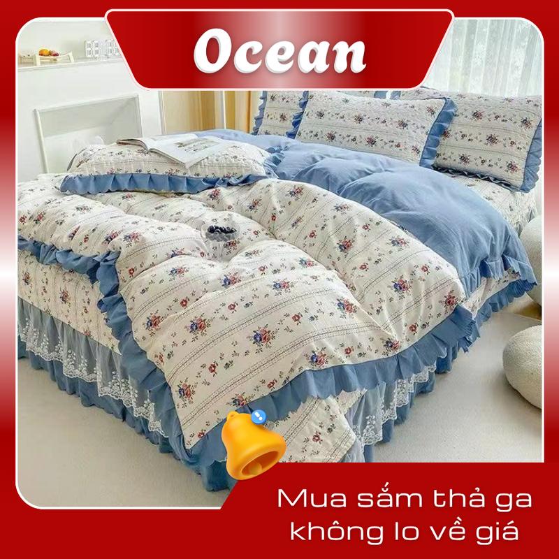   KHÔNG BO CHUN- KHÔNG CÓ SIZE- GA PHỦ  Bộ Cotton Chần Bông cao cấp 4 món Set Chăn ga gối chần bông chất liệu cotton dày dặn mềm mịn,gồm 2 vỏ gối nằm ga giường và chăn chần bông hè. Nằm mát giặt máy 