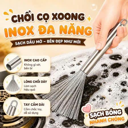 Chổi cọ xoong nồi chảo chất liệu inox 304 chống gỉ giúp đánh sạch vết bẩn dễ…